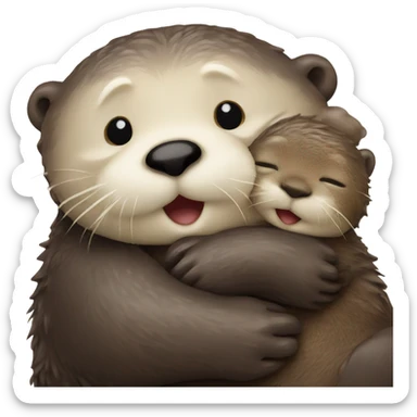 sea otter hugging baby sea otter sticker