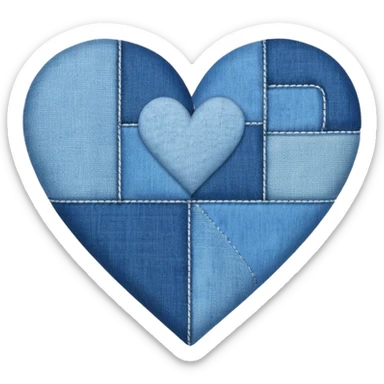blue heart with patchwork pattern sticker