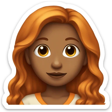 Tan Girl with long orange hair holding a brown haired baby boy sticker