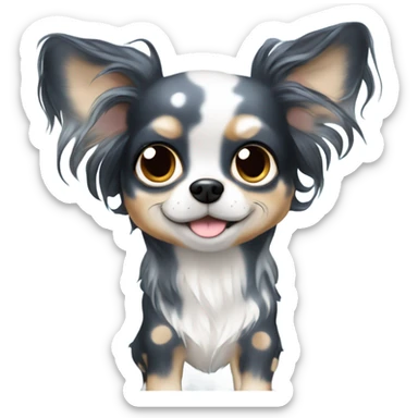 Blue black merle chihuahua long hair with spotted face sticker