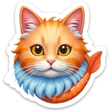 Shrimp cat in ocean sticker