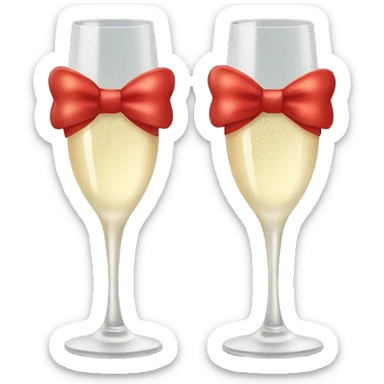 champagne glasses with red bow  sticker
