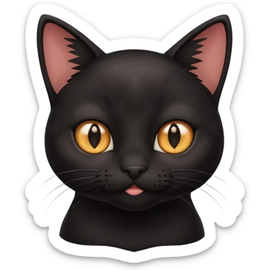 Black cute and funny cat with deep eyes and different emotions sticker