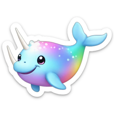 cute rounded pastel rainbow narwhal sticker