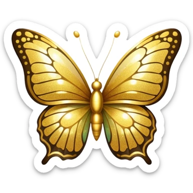 Golden glitter butterfly emoji sticker