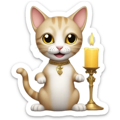 Cat holding candelabra  sticker