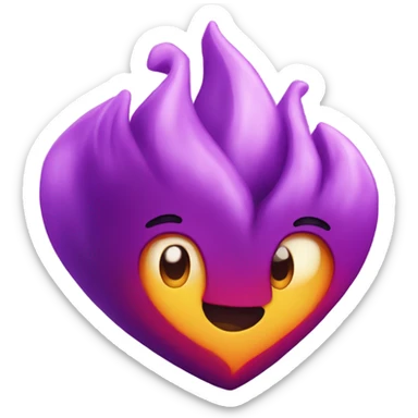 Purple firey heart  sticker