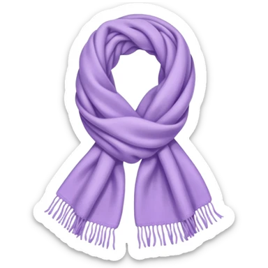 Realistic light pastel whitish purple lavender winter scarf isolated. sticker