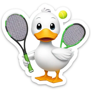 duck with tennis raquet sticker