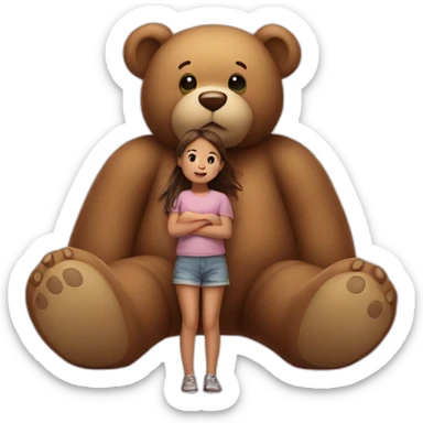 Very big teddy bear with small girl sticker