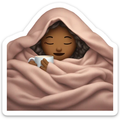 girl inside a blanket sipping coffee eyes closed sticker