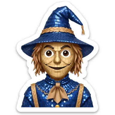 Scarecrow from The Wizard of Oz with dark blue sequin outfit sticker