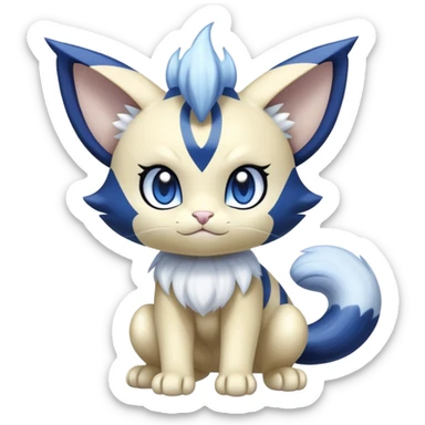 Shiny Cute Adorable Meowth-Luxio-Meowstic-Hybrid-Creature with pattern-markings sticker