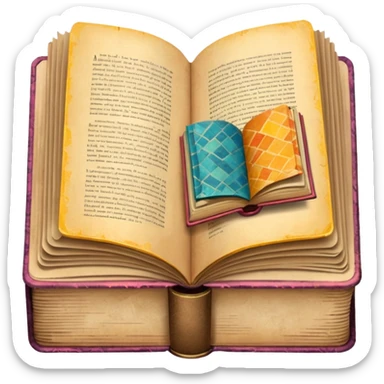 an open book with wallpaper samples. sticker