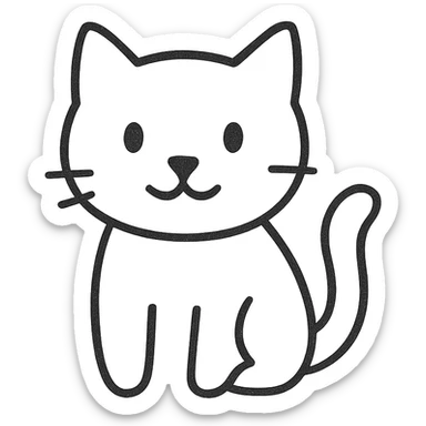 hand-drawn outlined icon of a cat, black outlines, no fill, no color sticker