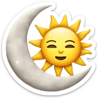 moon and sun with heart sticker