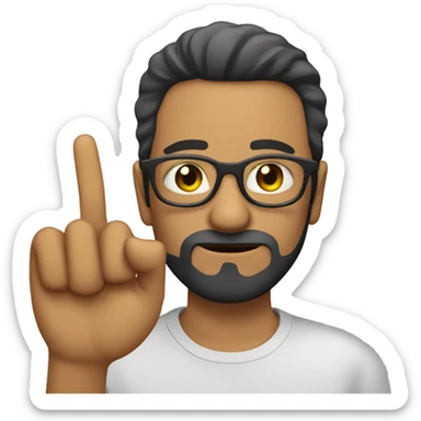 Mexican man with beard glasses and short hair with his finger up his nose sticker