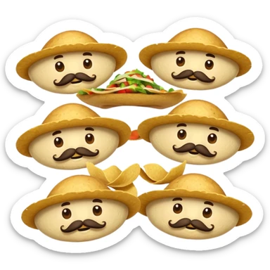 a flock of flying tortillo with a  mustache, no handlebar corners on the mustache sticker
