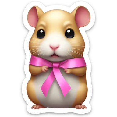 Sad hamster combat with pink ribbon  sticker