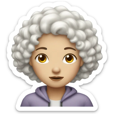 Sleepy white curly hair girl  sticker