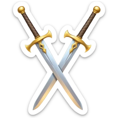 dual swords with gold hilts, emoji style, similar to the closed coffee cup emoji style sticker