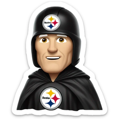 Terry Bradshaw Pittsburgh Steelers player in helmet and uniform with black cape. sticker