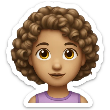 Little girl with curle Brown hair with stick sticker