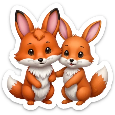 fox and rabbit cute sticker