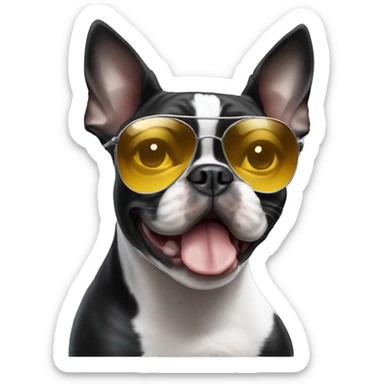 Boston Terrier with sun glasses sticker