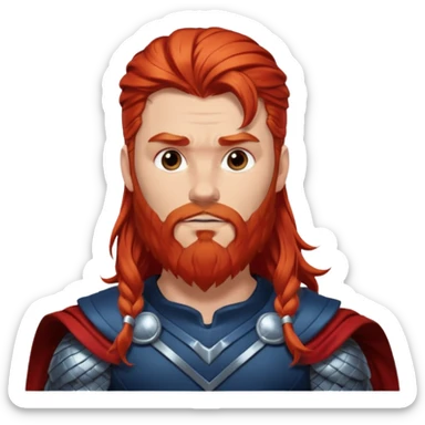 Thor, God of Thunder from Gods and Goddesses with long red hair and beard, silver and dark blue outfit sticker