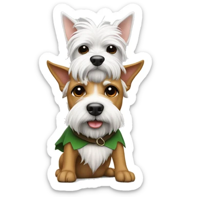 An elf sat on the back of white west highlander terrier sticker