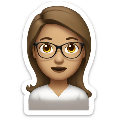 filipina with brown hair black eyes with gold glasses  sticker