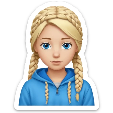 hoodie blonde girl with braided hair sticker