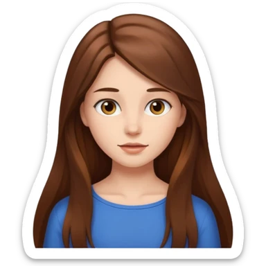 This girl with long brown hair ￼ from the shoulders up ￼ sticker