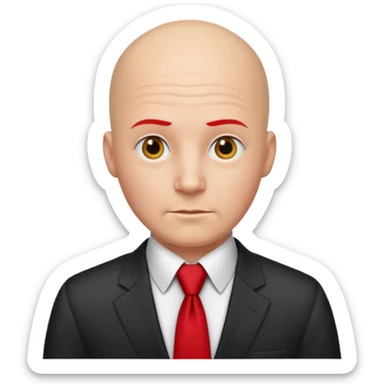 bald with red necktie sticker