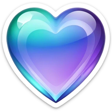 Gradient purple indigo blue cyan green crystal heart sticker