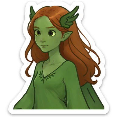 Une magnifique  fée avec de belles ailes une magnifique robe naturelle avec de très long cheveux roux avec des yeux marrons  sticker