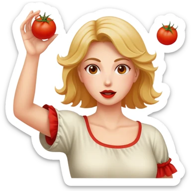 Mad lady throwing tomatoes  sticker