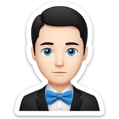 siyah saçlı krımızı papyonlu adam sticker