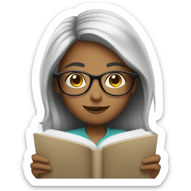 Girl with glasses reading and writing  sticker