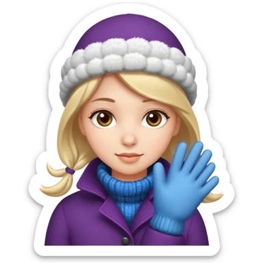 The girl is wearing a warm winter coat and a pair of woolen gloves. sticker
