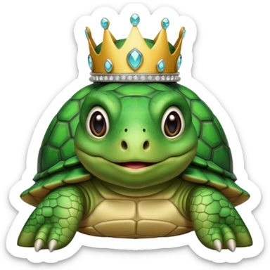a domestic turtle with a tiara sticker