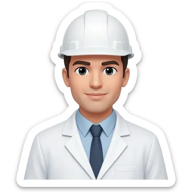 Ingeniero con casco blanco y bata sticker