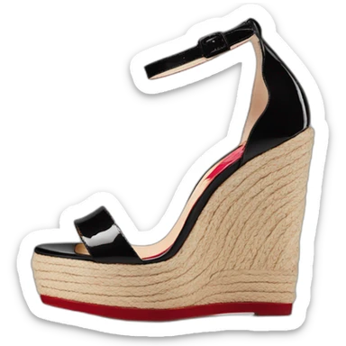 Platform wedges black louboutin sandal patent sticker