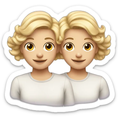 Twins with blonde cowlicks looking happy sticker