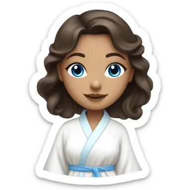 In Robe Spa day white girl brunette blue eyes sticker