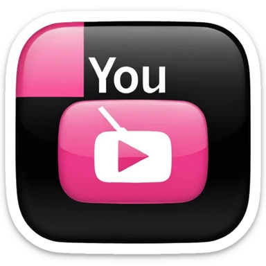 Realistic, black pink color, YouTube logo design sticker