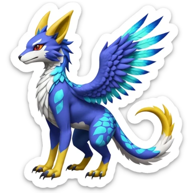 Alpha Renamon-Gryphon-Zeraora-Bastet-Koraidon-Latias-Vernid-Sergal-fusion-hybrid-creature sticker
