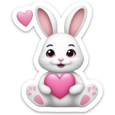 Bunny sending pink hearts sticker