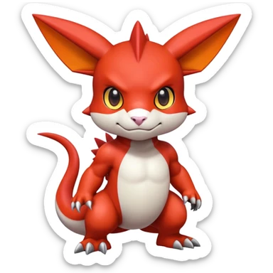 Cute Baby Chibi Digimon-Guilmon-Tyrunt-hybrid (full body) sticker
